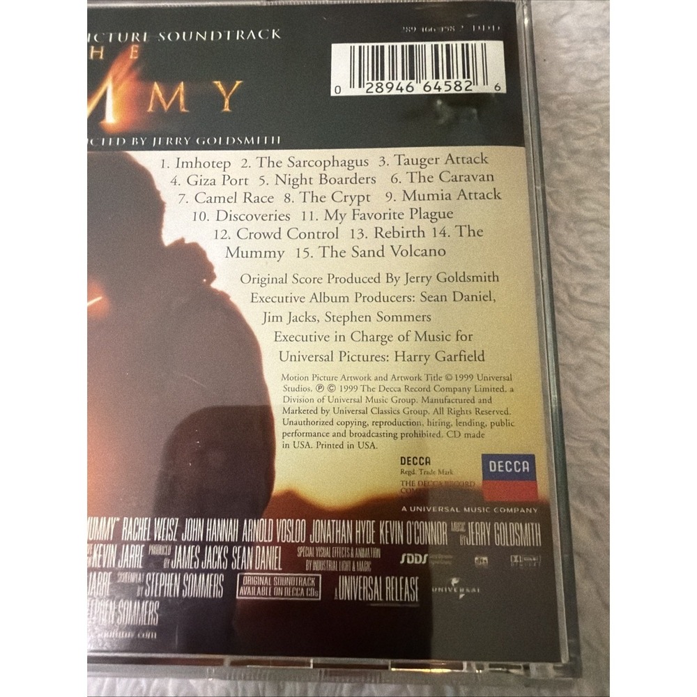 The Mummy Original Motion Picture Soundtrack CD Audio Jerry Goldsmith 1999 Vtg - Picture 3 of 10